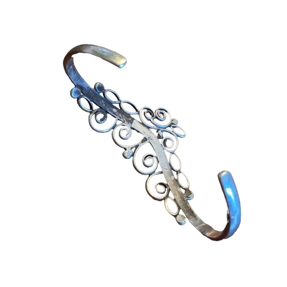 Sterling silver 925 MORNINGSTAR fancy filagree scrolled design cuff bracelet - Picture 4 of 4